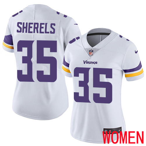 Minnesota Vikings #35 Limited Marcus Sherels White Nike NFL Road Women Jersey Vapor Untouchable
